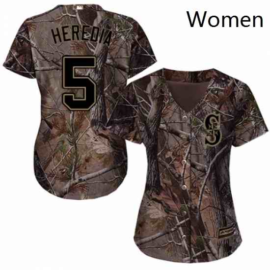 Womens Majestic Seattle Mariners 5 Guillermo Heredia Authentic Camo Realtree Collection Flex Base MLB Jersey